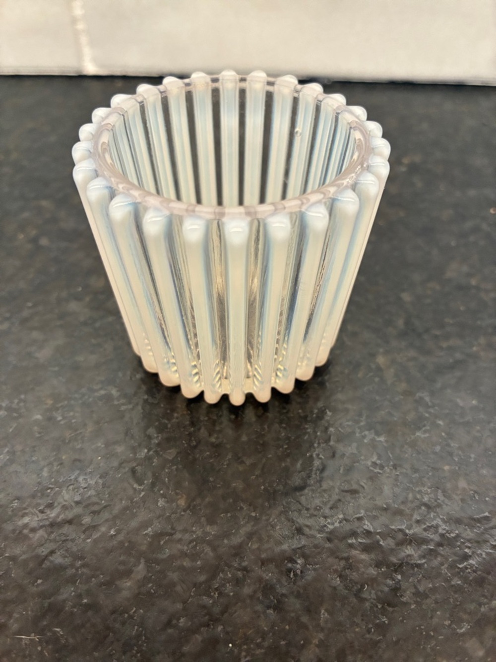 Beatty Glass Opalescent Ribbed Glass toothpick holder